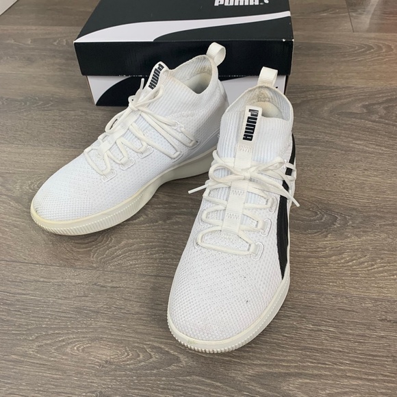 Puma Clyde Court GW Jr Running Shoes Knit Sneakers White Black Size 6.5 - Picture 2 of 14